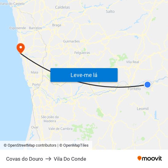 Covas do Douro to Vila Do Conde map