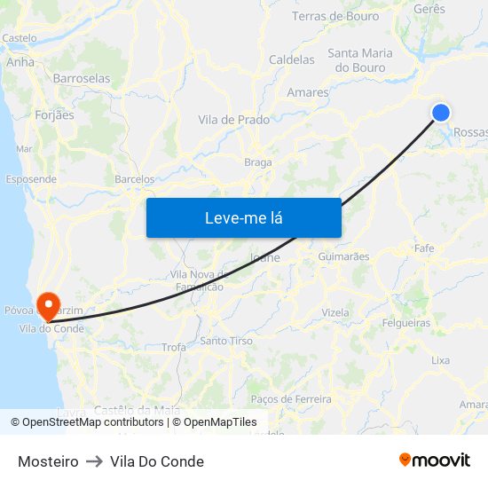 Mosteiro to Vila Do Conde map