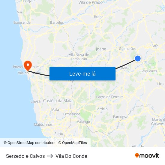 Serzedo e Calvos to Vila Do Conde map