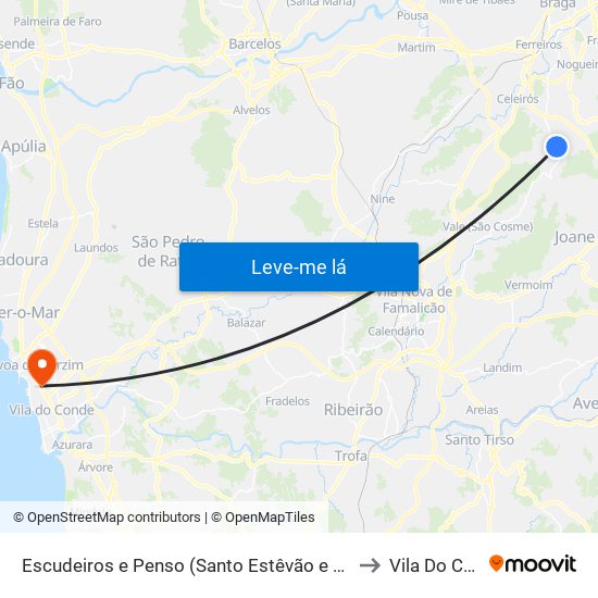 Escudeiros e Penso (Santo Estêvão e São Vicente) to Vila Do Conde map