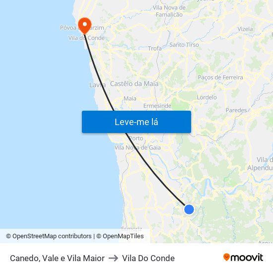 Canedo, Vale e Vila Maior to Vila Do Conde map