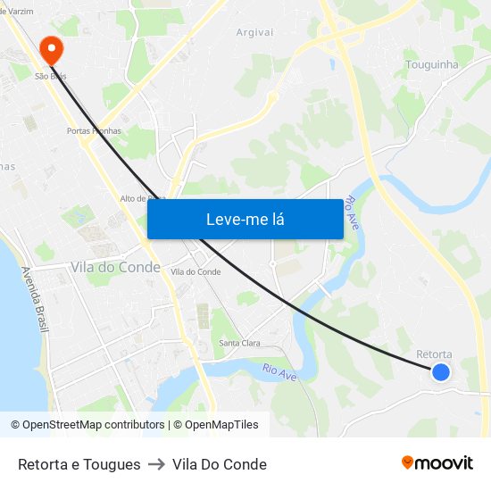 Retorta e Tougues to Vila Do Conde map