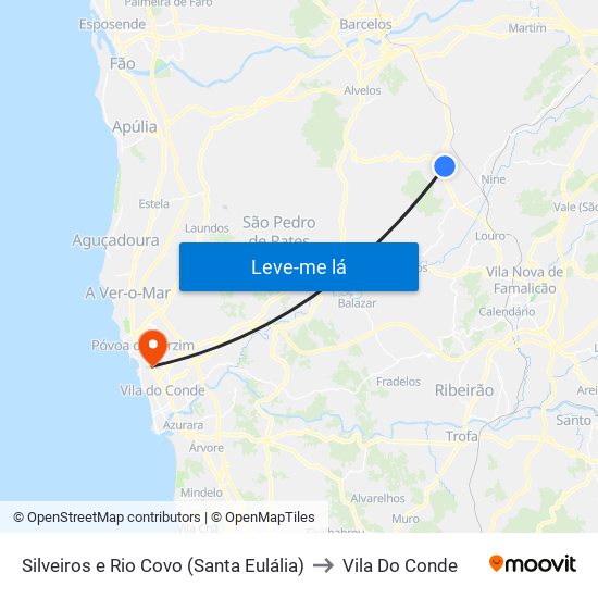 Silveiros e Rio Covo (Santa Eulália) to Vila Do Conde map