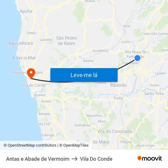 Antas e Abade de Vermoim to Vila Do Conde map