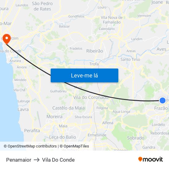 Penamaior to Vila Do Conde map