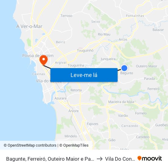 Bagunte, Ferreiró, Outeiro Maior e Parada to Vila Do Conde map