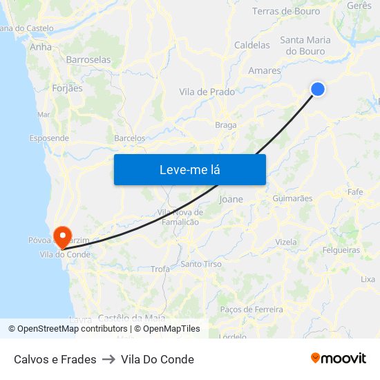 Calvos e Frades to Vila Do Conde map