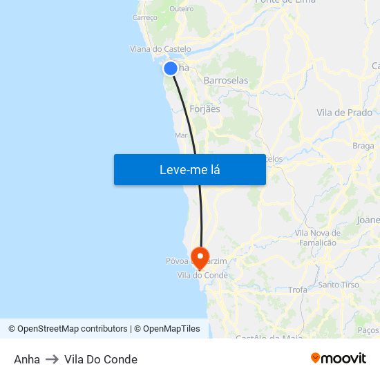 Anha to Vila Do Conde map