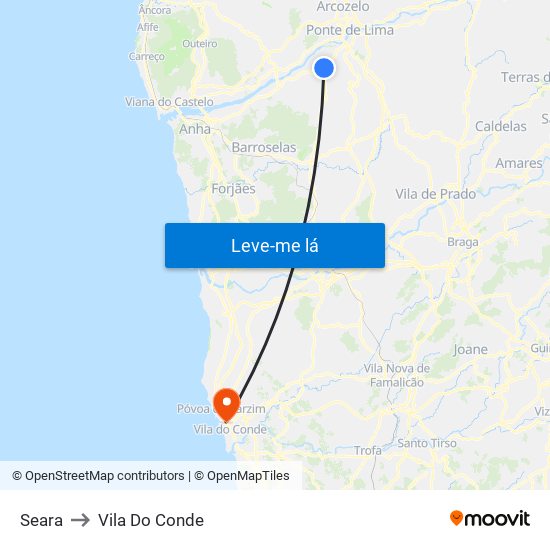 Seara to Vila Do Conde map