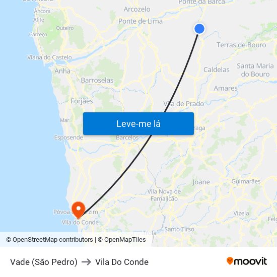 Vade (São Pedro) to Vila Do Conde map