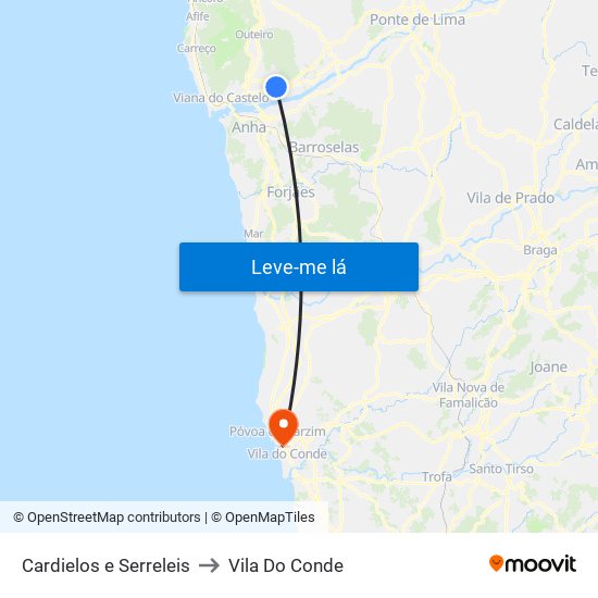 Cardielos e Serreleis to Vila Do Conde map