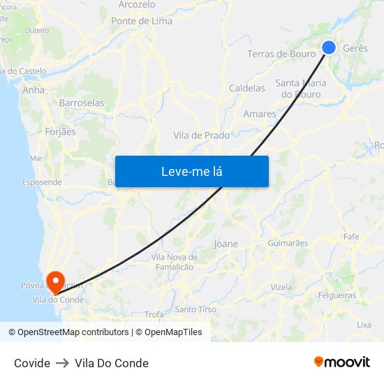 Covide to Vila Do Conde map