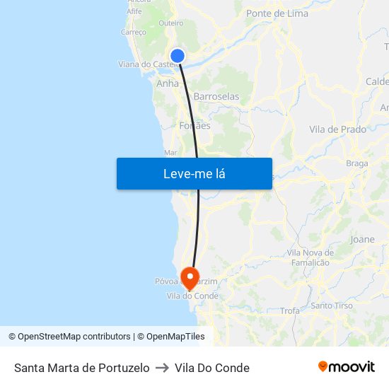 Santa Marta de Portuzelo to Vila Do Conde map
