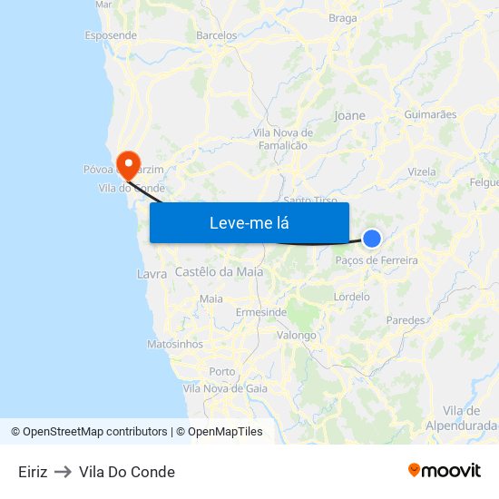 Eiriz to Vila Do Conde map