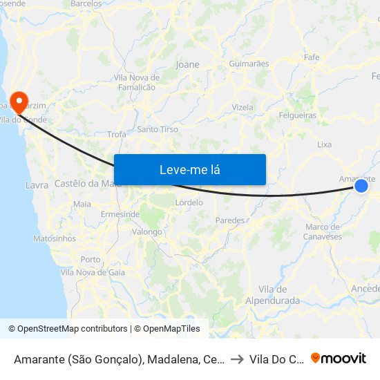 Amarante (São Gonçalo), Madalena, Cepelos e Gatão to Vila Do Conde map