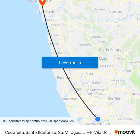 Cedofeita, Santo Ildefonso, Sé, Miragaia, São Nicolau e Vitória to Vila Do Conde map