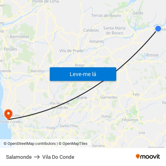 Salamonde to Vila Do Conde map