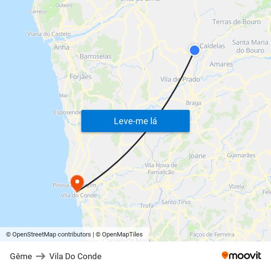 Gême to Vila Do Conde map