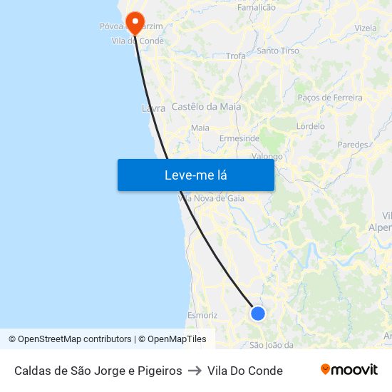 Caldas de São Jorge e Pigeiros to Vila Do Conde map