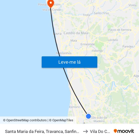 Santa Maria da Feira, Travanca, Sanfins e Espargo to Vila Do Conde map