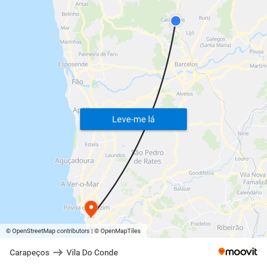 Carapeços to Vila Do Conde map