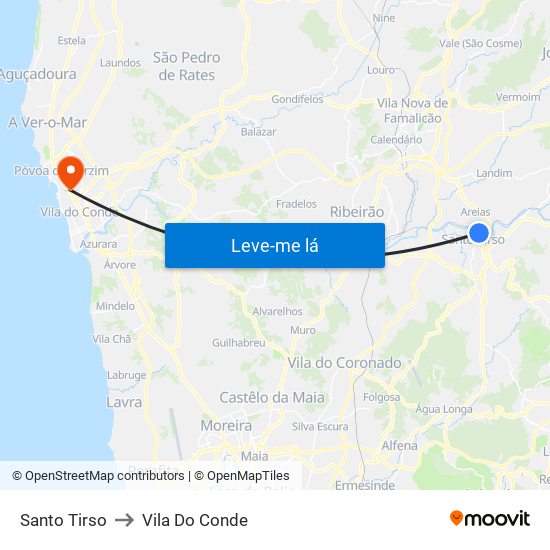 Santo Tirso to Vila Do Conde map