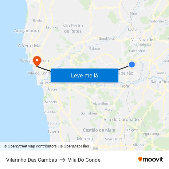 Vilarinho Das Cambas to Vila Do Conde map
