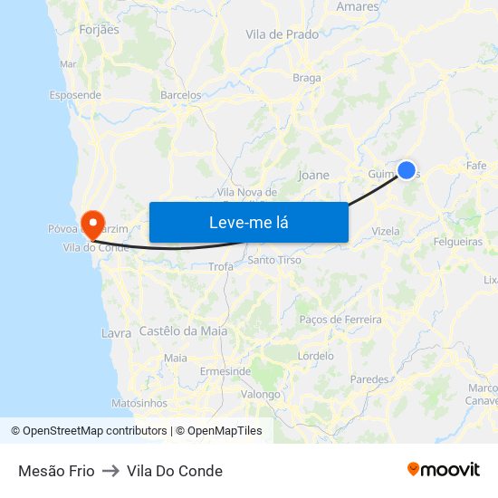 Mesão Frio to Vila Do Conde map