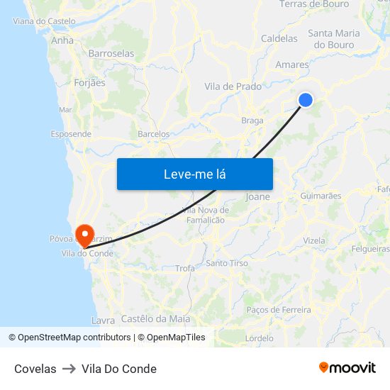 Covelas to Vila Do Conde map