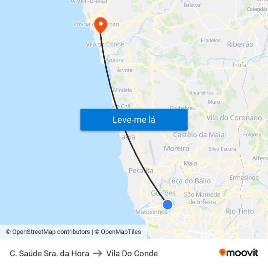 C. Saúde Sra. da Hora to Vila Do Conde map