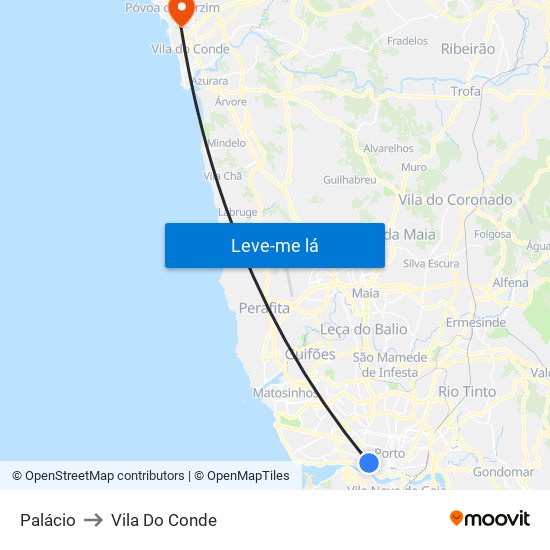 Palácio to Vila Do Conde map