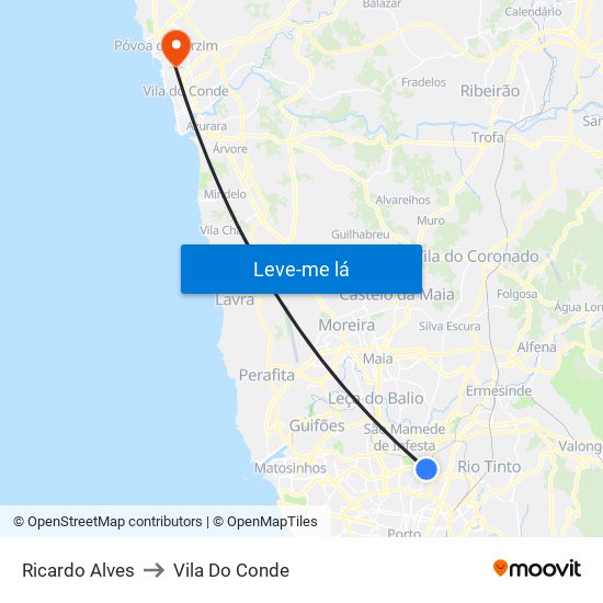 Ricardo Alves to Vila Do Conde map