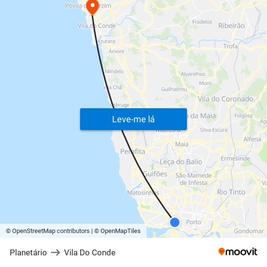 Planetário to Vila Do Conde map