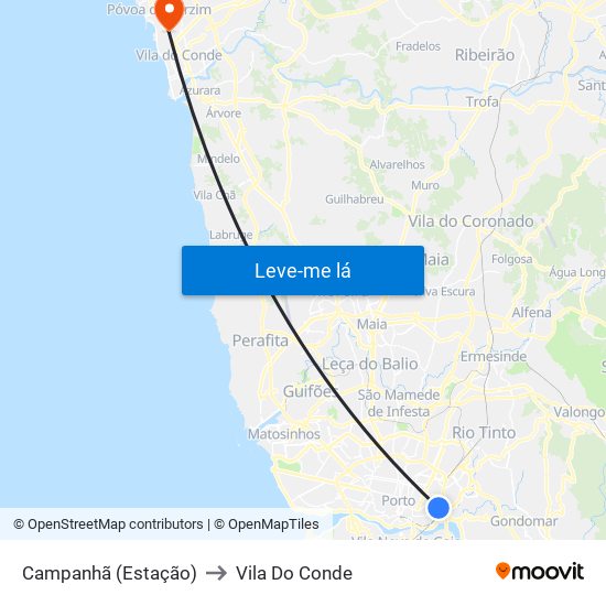 Campanhã (Estação) to Vila Do Conde map