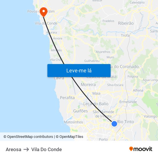 Areosa to Vila Do Conde map