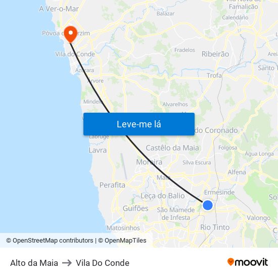 Alto da Maia to Vila Do Conde map