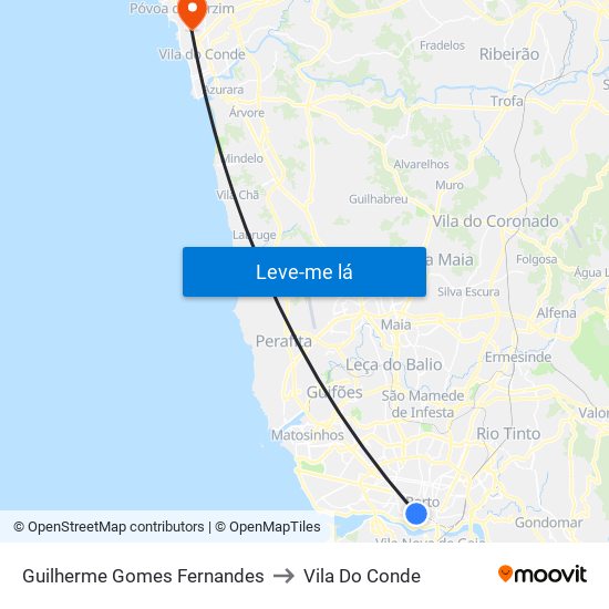 Guilherme Gomes Fernandes to Vila Do Conde map