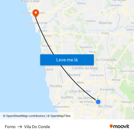 Forno to Vila Do Conde map
