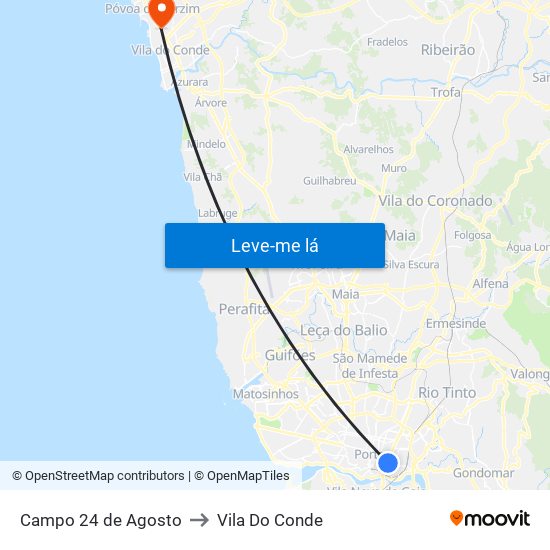 Campo 24 de Agosto to Vila Do Conde map