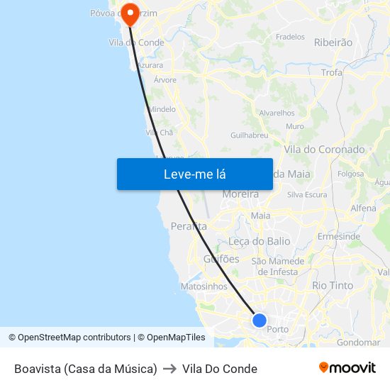 Boavista (Casa da Música) to Vila Do Conde map