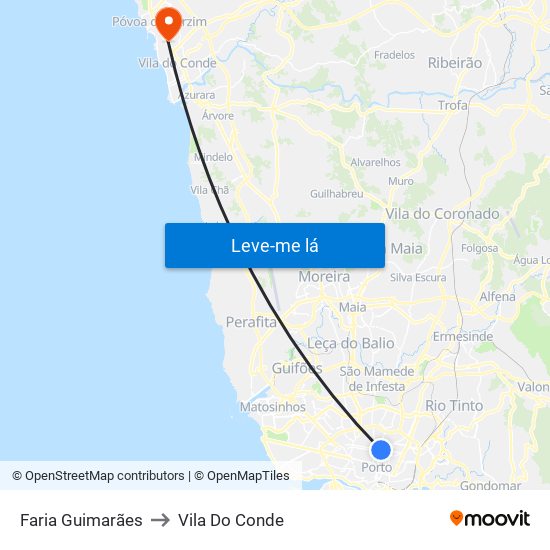 Faria Guimarães to Vila Do Conde map