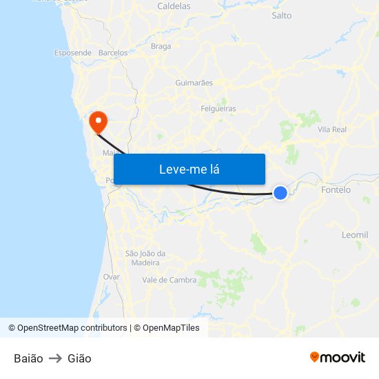 Baião to Gião map