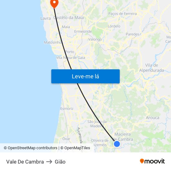 Vale De Cambra to Gião map