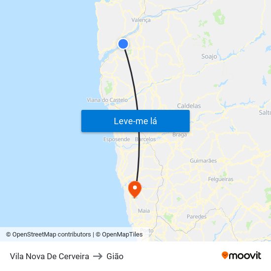 Vila Nova De Cerveira to Gião map