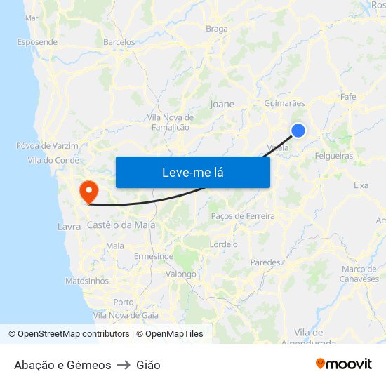 Abação e Gémeos to Gião map