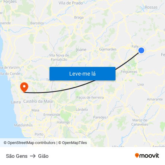 São Gens to Gião map