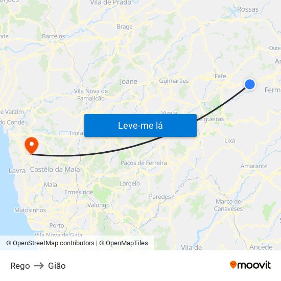 Rego to Gião map