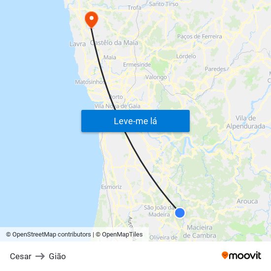 Cesar to Gião map