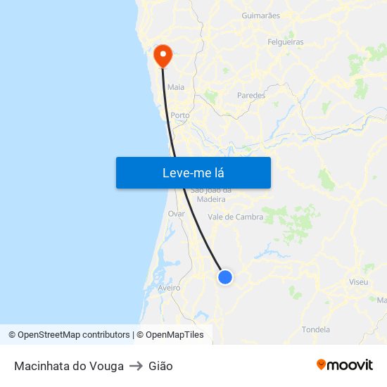 Macinhata do Vouga to Gião map