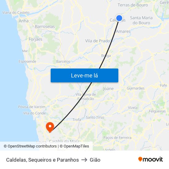 Caldelas, Sequeiros e Paranhos to Gião map